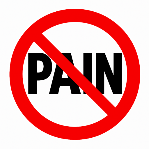 Symbol of pain crossed out, representing ineffective treatments or desire to eliminate pain
